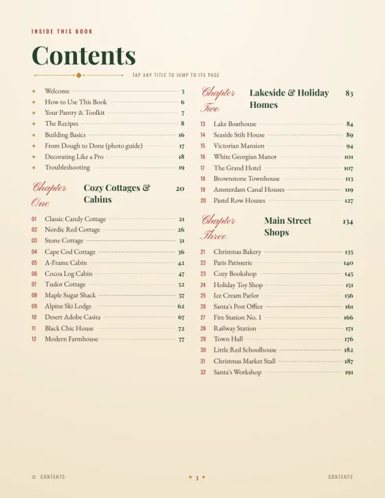 Book page: table of contents