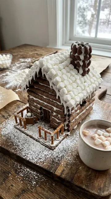 Finished gingerbread Cocoa Log Cabin