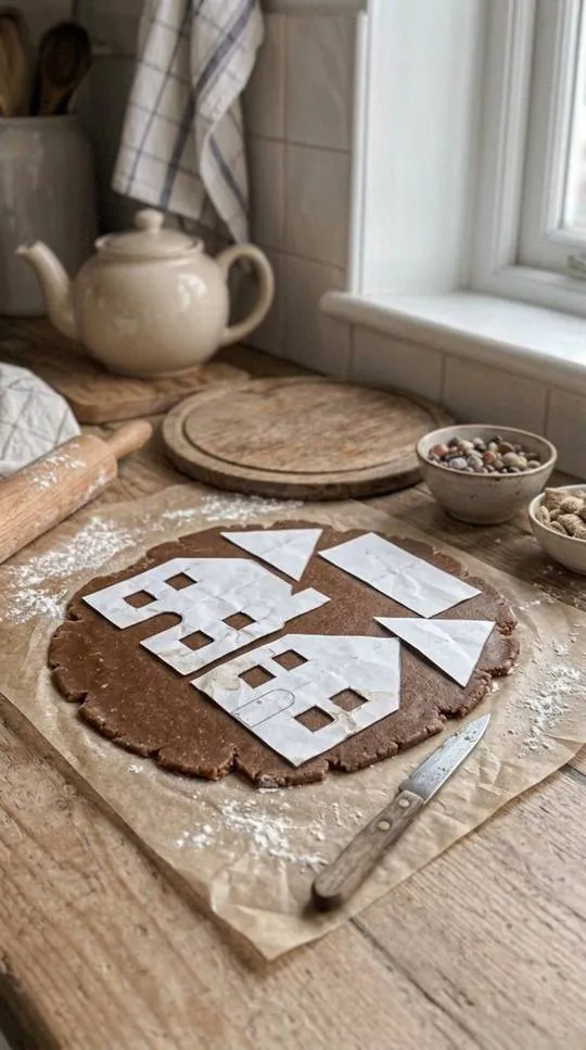 Stage 1 of building a gingerbread stone cottage: cut